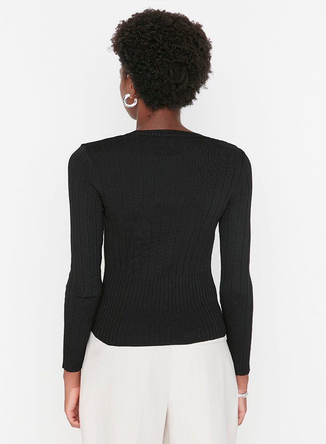 trendyol Black Basic Crew Neck Knitwear Sweater TWOAW23KZ01249  - Image 5