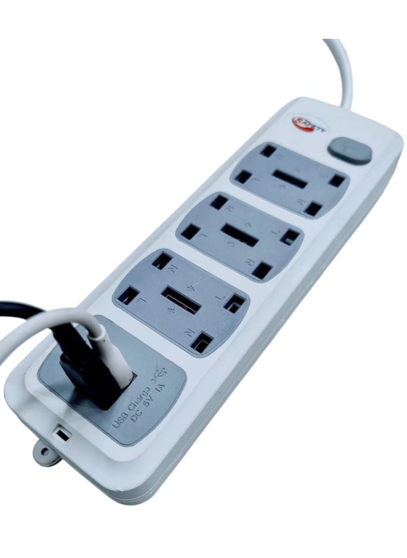 SAFETY 10-Meter Power Extension Cord with 4 Outlets and 2 USB Ports – Durable and Safe Design for Home and Office Use  - Image 5