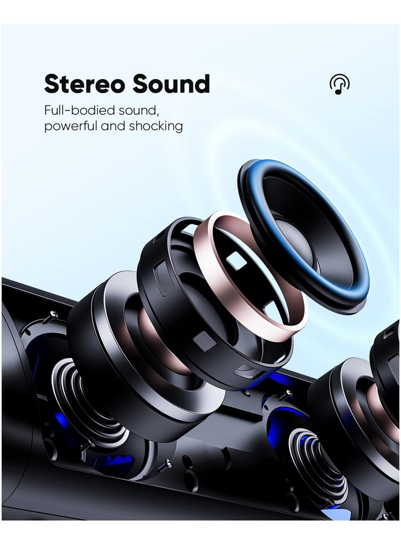 Bluetooth Speaker with HD Sound, Portable Wireless, IPX5 Waterproof, Up to 24H Playtime, TWS Pairing, BT5.3, for Home Party Outdoor Beach, Electronic Gadgets, Birthday Gift, Black - Image 2
