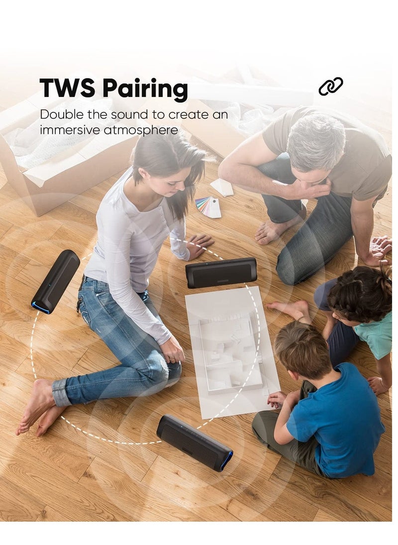 Bluetooth Speaker with HD Sound, Portable Wireless, IPX5 Waterproof, Up to 24H Playtime, TWS Pairing, BT5.3, for Home Party Outdoor Beach, Electronic Gadgets, Birthday Gift, Black - Image 5