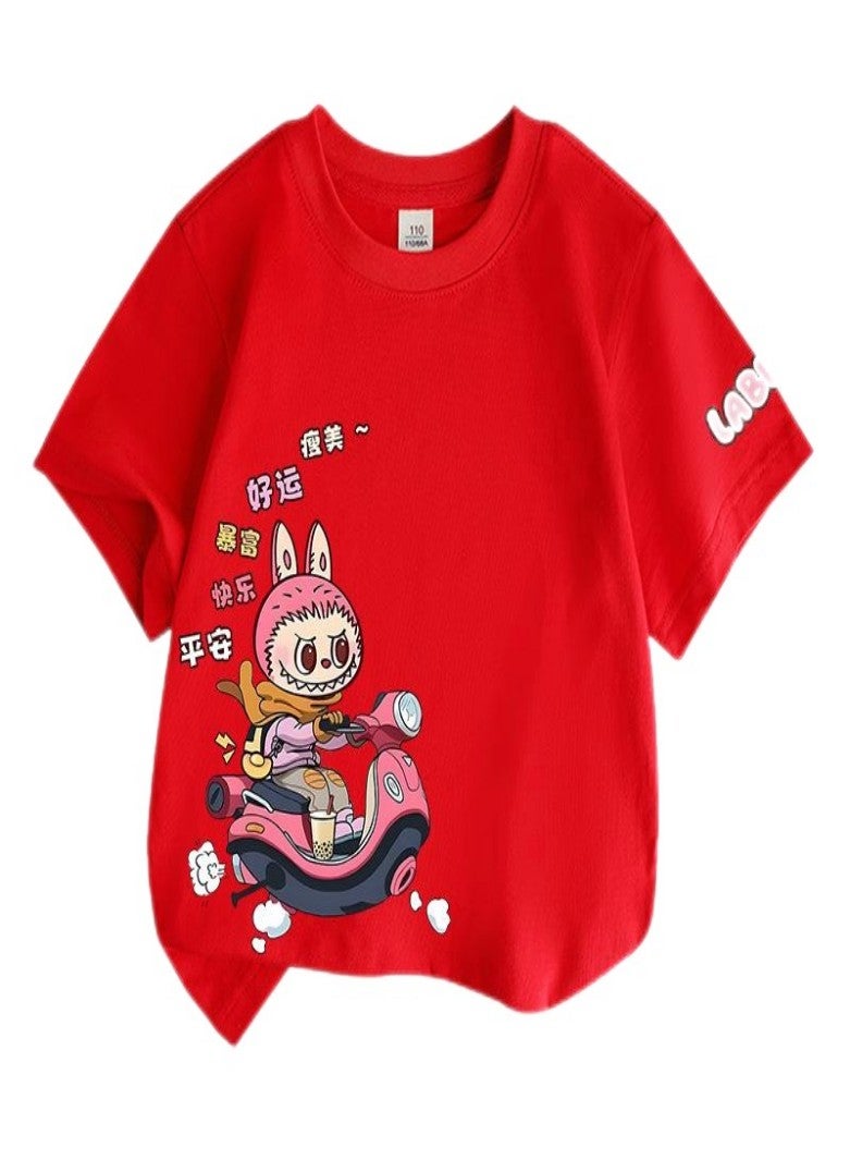 LABUBU Unisex Short Sleeve Stylish Top TShirt cotton Tee for Boys Girls Kid Children - Image 1