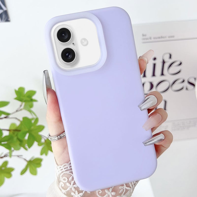 HuHa Protective Cover For iPhone 16 PC Hybrid Liquid Silicone Jelly Phone Case(Light Purple) - Image 1