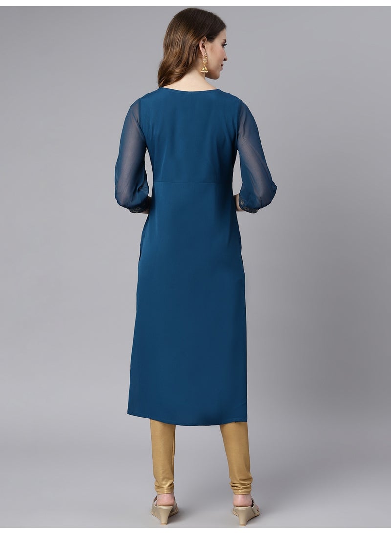 Miss Noor Indian Women Ethnic Daisy Straight Kurta  - Image 5