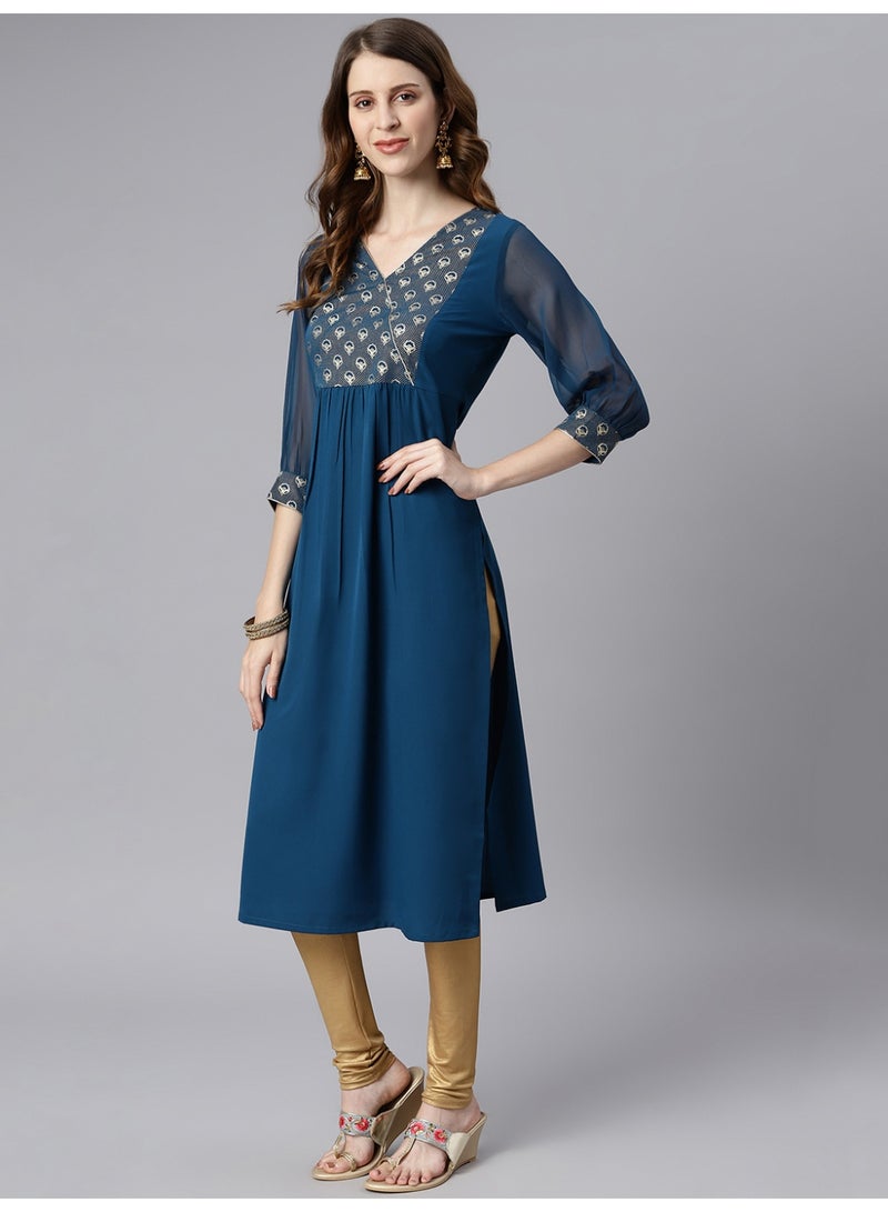 Miss Noor Indian Women Ethnic Daisy Straight Kurta  - Image 3