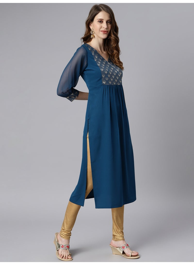 Miss Noor Indian Women Ethnic Daisy Straight Kurta  - Image 4