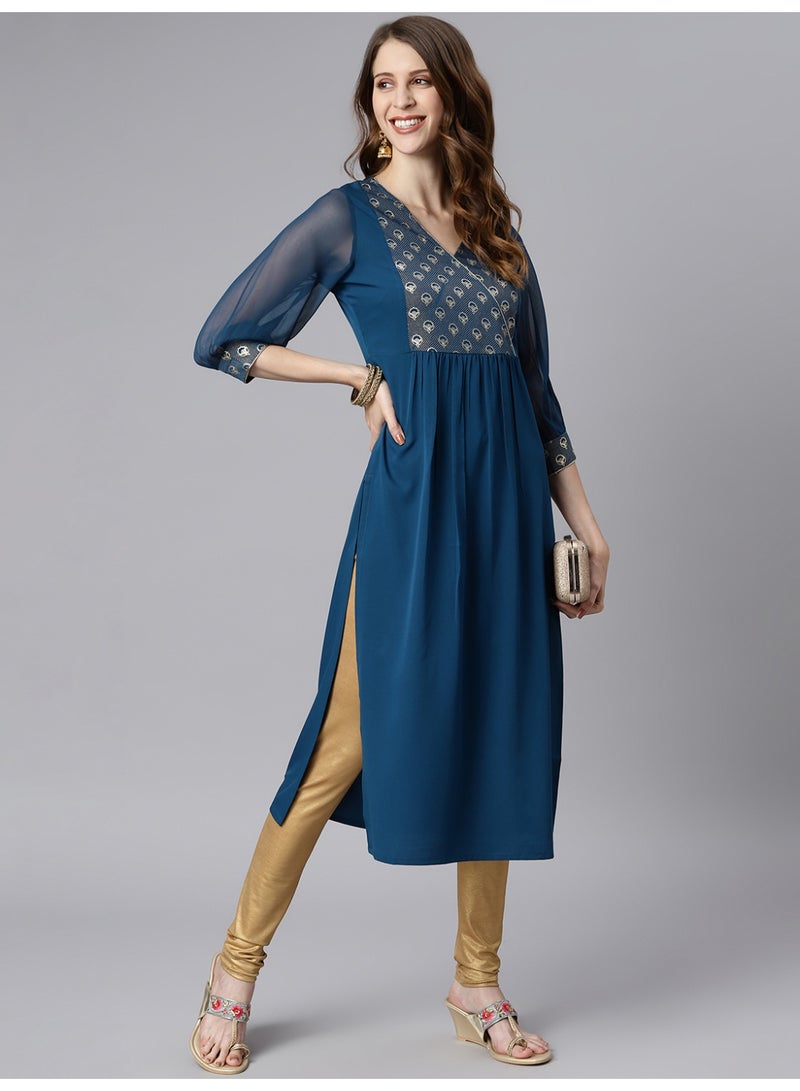 Miss Noor Indian Women Ethnic Daisy Straight Kurta  - Image 2
