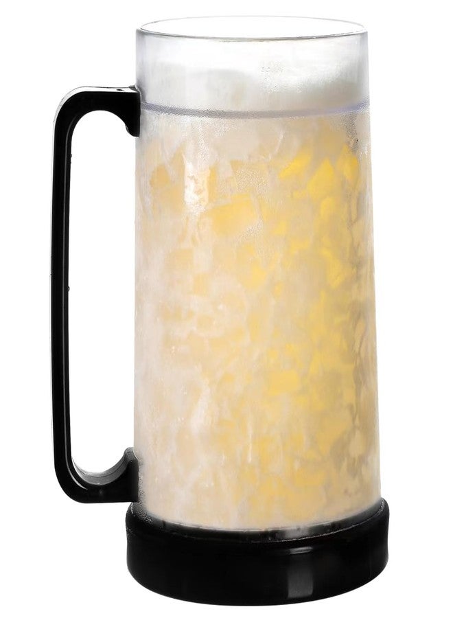 EASICOZI Double Wall Gel Frosty Freezer Ice Mugs Clear 16oz Set of 1 (Black), one, BB000