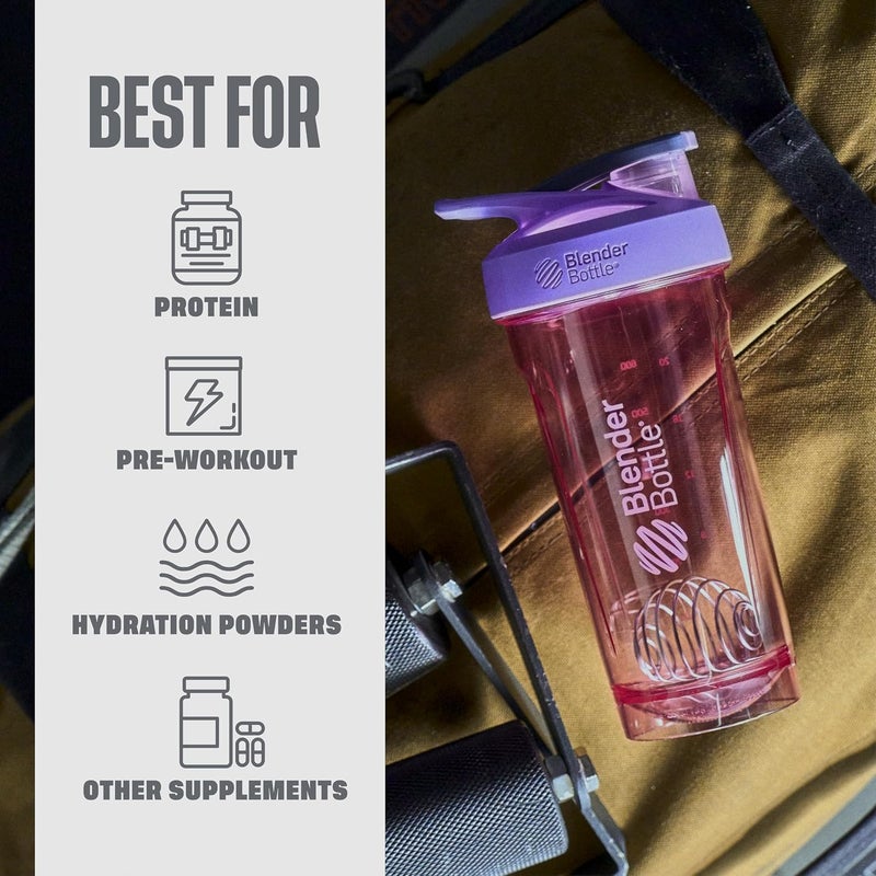 BlenderBottle Blender Bottle Strada Shaker Cup Perfect for Protein Shakes and Pre Workout, 28-Ounce, Purple - Image 5