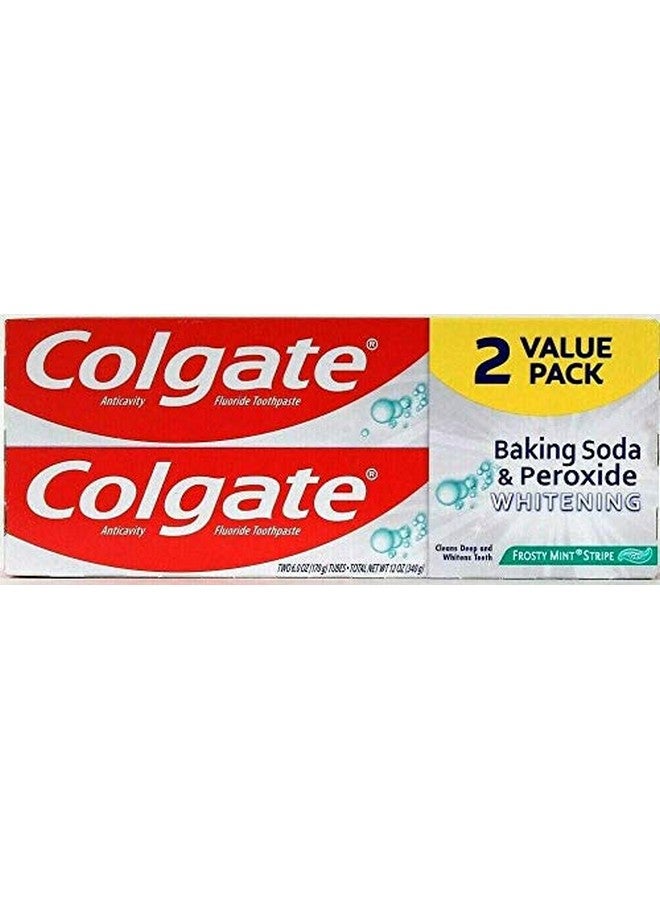 كولجيت معجون أسنان كولجيت لتبييض الأسنان بصودا الخبز والبيروكسيد، بنكهة النعناع المنعش - 6 أونصة (عبوة مزدوجة)، 12 أونصة سائلة