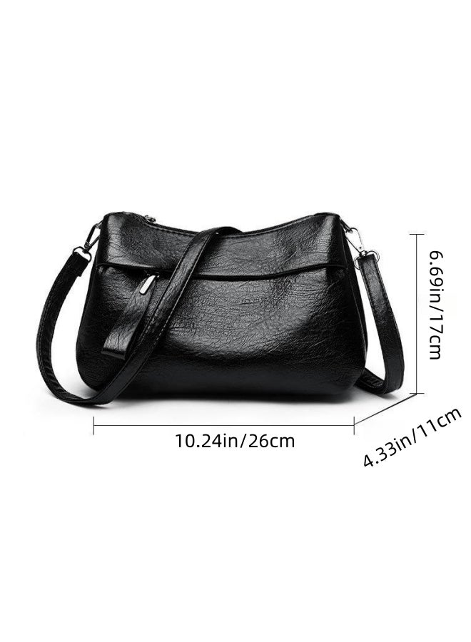Women's PU Leather Crossbody Bag, Ladies Large-capacity Shoulder Bag Sling Bag Side Bag, Daily Commuting, Shopping, Shopping Multi-compartment Carrying Bag Satchel Bags for Girls and College Students - Image 5