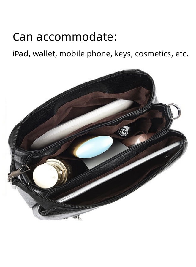 Women's PU Leather Crossbody Bag, Ladies Large-capacity Shoulder Bag Sling Bag Side Bag, Daily Commuting, Shopping, Shopping Multi-compartment Carrying Bag Satchel Bags for Girls and College Students - Image 2