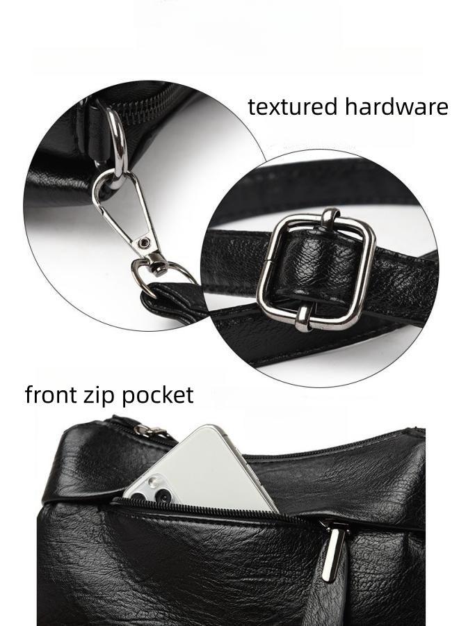 Women's PU Leather Crossbody Bag, Ladies Large-capacity Shoulder Bag Sling Bag Side Bag, Daily Commuting, Shopping, Shopping Multi-compartment Carrying Bag Satchel Bags for Girls and College Students - Image 4