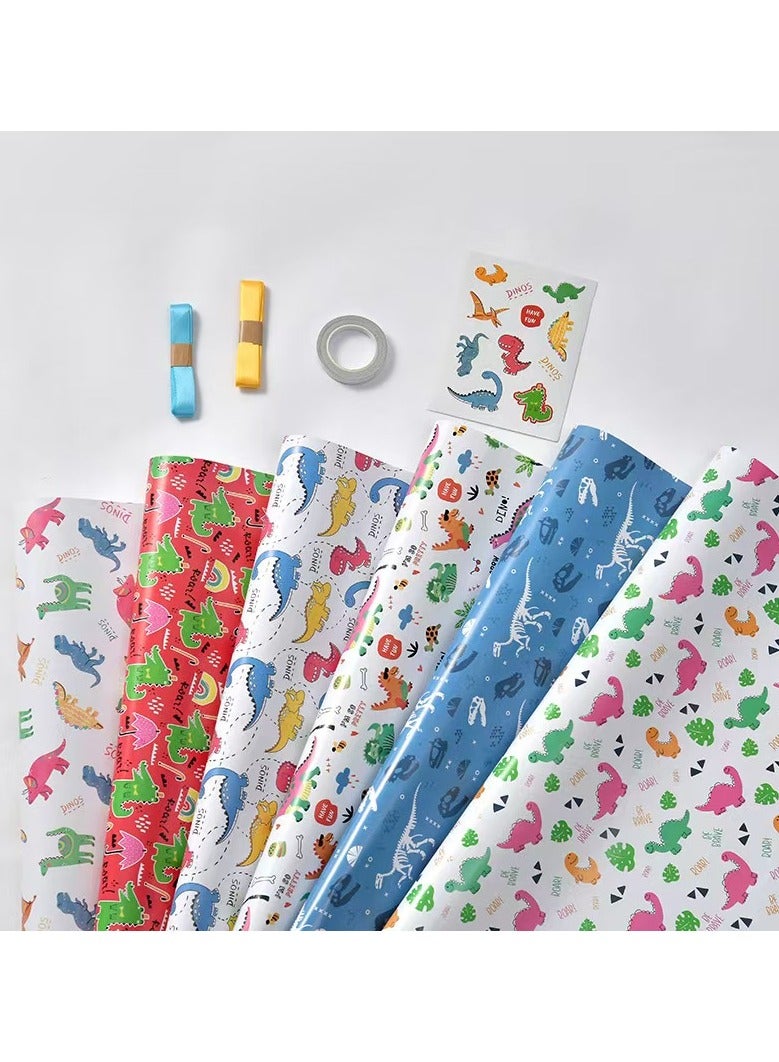 DELGREEN 6 Sheets Gift Wrapping Paper With Accessories,Holiday Gift Wrapping Paper,Birthday Gift Box Gift Wrapping DIY, Gift Wrapping Paper for Birthday, Holiday, Wedding, Party,Kids Gift Wrapping (70cmX50cm) - Image 1