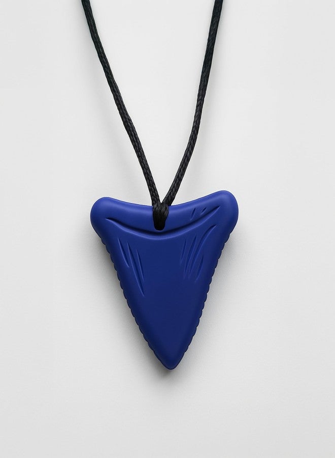 Abley's Silicone Chew Necklace for Anxiety Relief, Sensory Aid for Autism ADHD SPD, Blue Triangle Pendant with Black Cord - Image 1