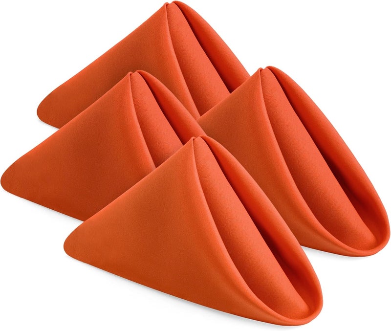 Utopia Home 24 Pack Orange Cloth Napkins 18x18 Inches 100 Polyester Hemmed Edges Washable and Reusable Ideal for Parties Weddings and Dinners - Image 1