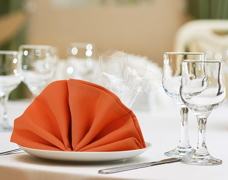 Utopia Home 24 Pack Orange Cloth Napkins 18x18 Inches 100 Polyester Hemmed Edges Washable and Reusable Ideal for Parties Weddings and Dinners - Image 4