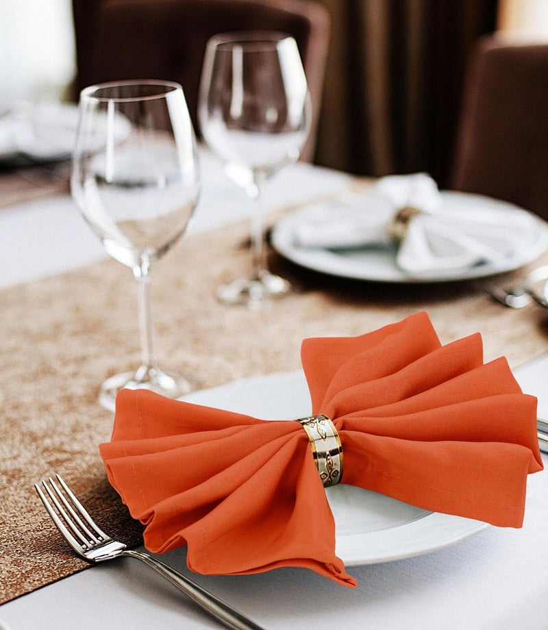 Utopia Home 24 Pack Orange Cloth Napkins 18x18 Inches 100 Polyester Hemmed Edges Washable and Reusable Ideal for Parties Weddings and Dinners - Image 5