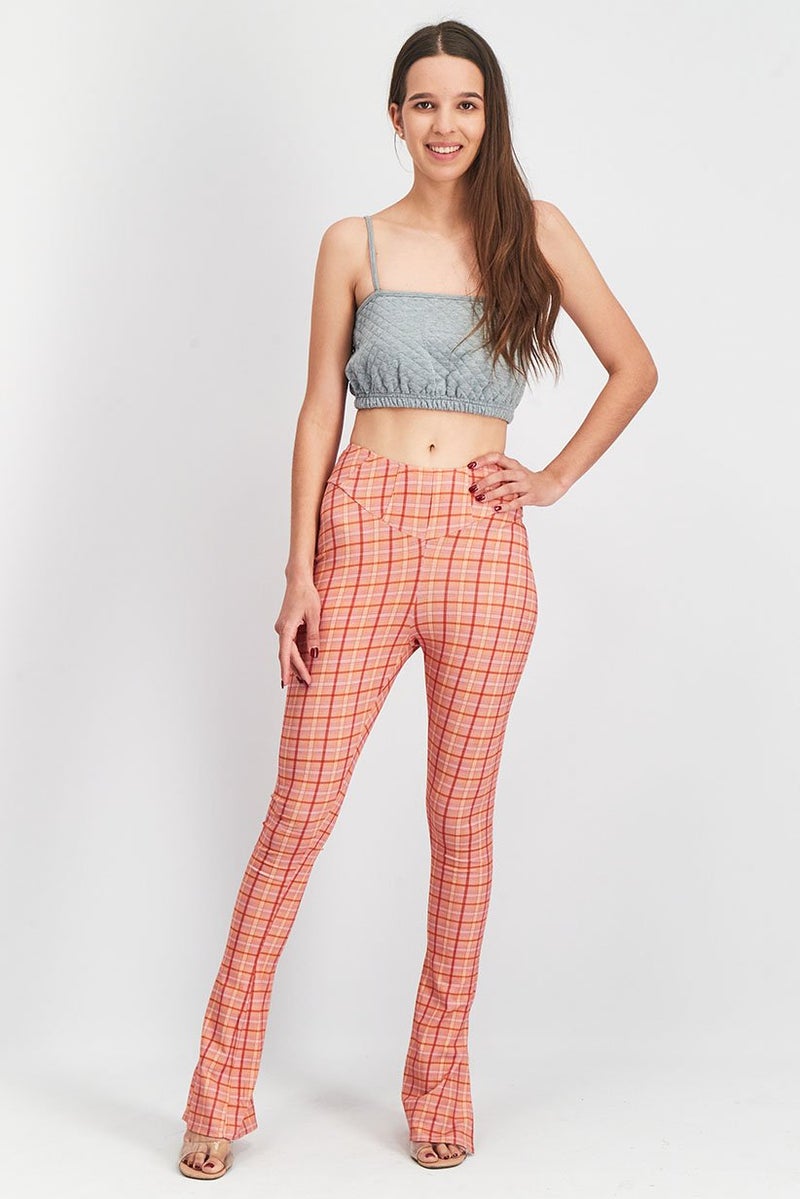 Asos Design Women Regular Fit Corset Waist Flared Pants, Pink Combo  - Image 3