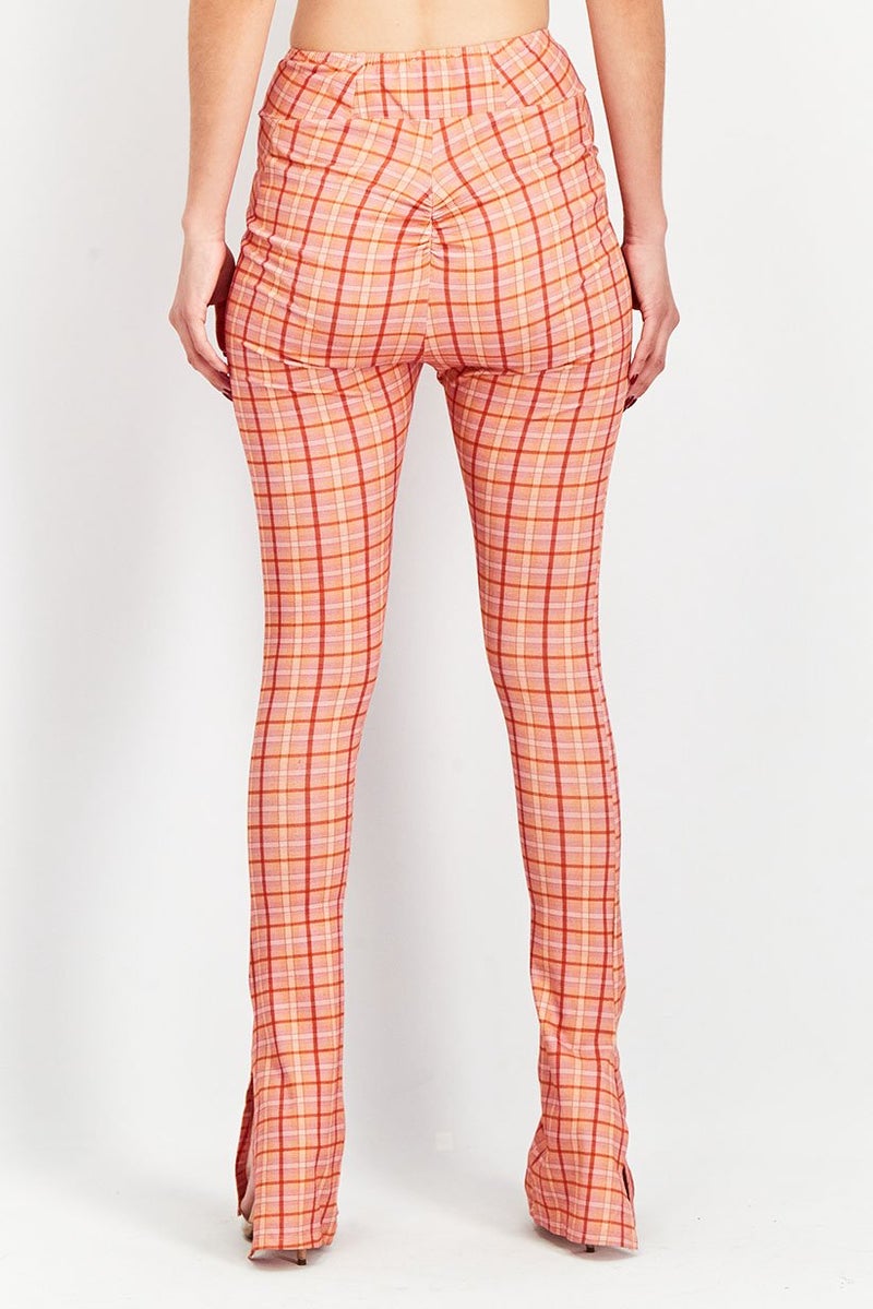 Asos Design Women Regular Fit Corset Waist Flared Pants, Pink Combo  - Image 4