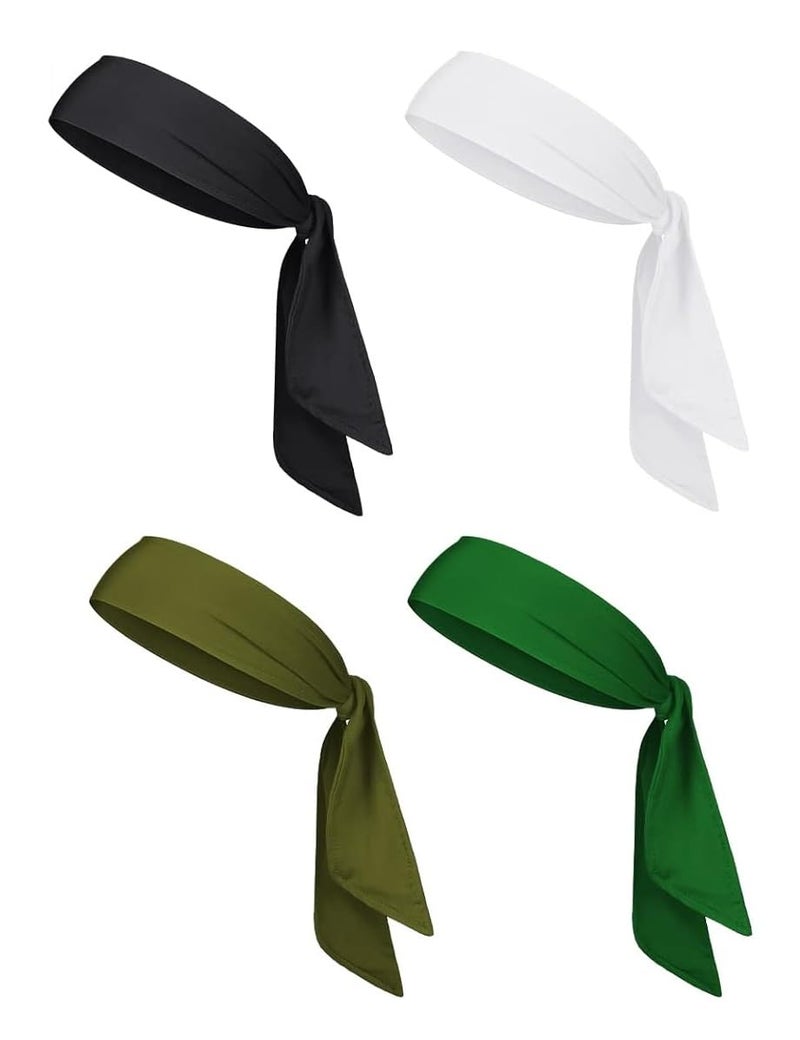 PAROPKAR 4 Pack Ninja Karate Headbands Adjustable Elastic Bandana Sweatbands Athletic Hair Wrap Bands for Men Women Use for Multi Sports Headbabnds (Black Multi) - Image 1