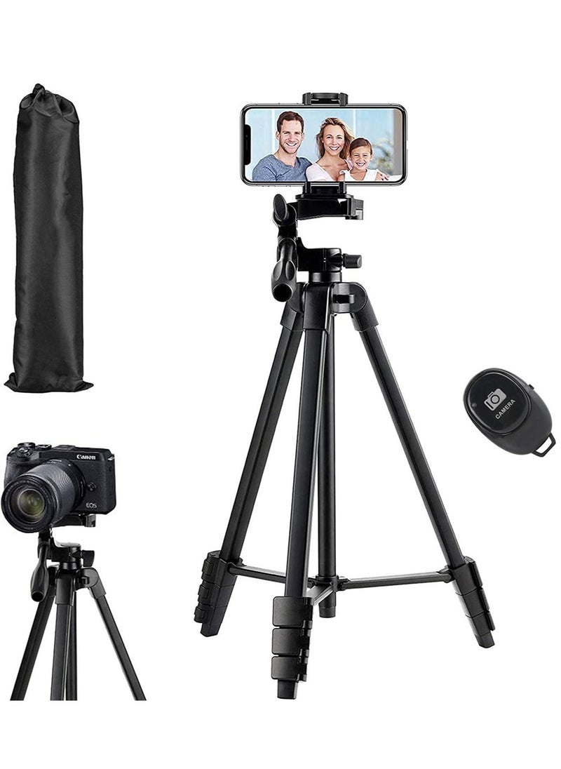 Flexible Tripod, Eocean 136cm Extendable Phone Tripod Stand with Carry Bag,Cell Phone Tripod with Wireless Remote,Universal Tripod for Video Selfie,iPhone Tripod Stand Travel Camera Tripod - Image 1