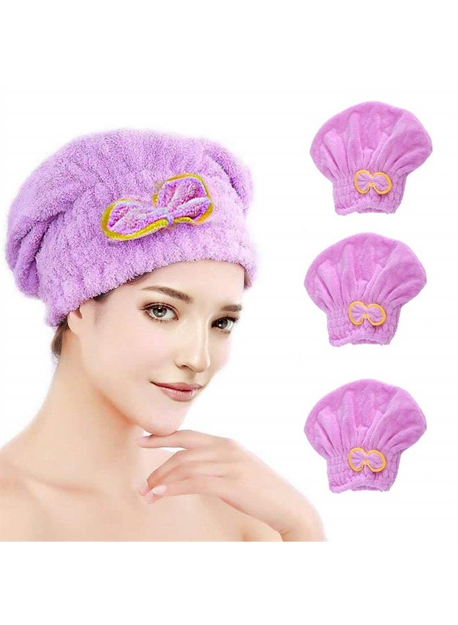 Yomigoo Hair Drying Towel 3 Packs, Quick Dry Microfiber Hair Towel, Super Absorbent Hair Towel Wrap for Wet Hair, Bath Accessories for Women with Long & Thick Hair (Purple) - Image 1