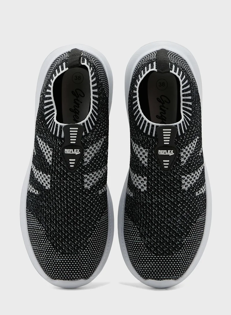 Ginger Pattern Knit Pull On Comfort Shoe