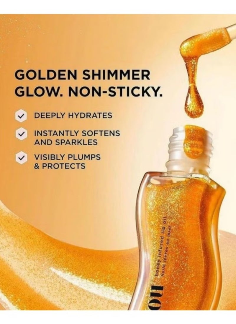 Gisou Golden Shimmer Glow Honey Infused Lip Oil - Hydrating, Nourishing, and Naturally Enhancing Formula for Luxurious Lips  - Image 5