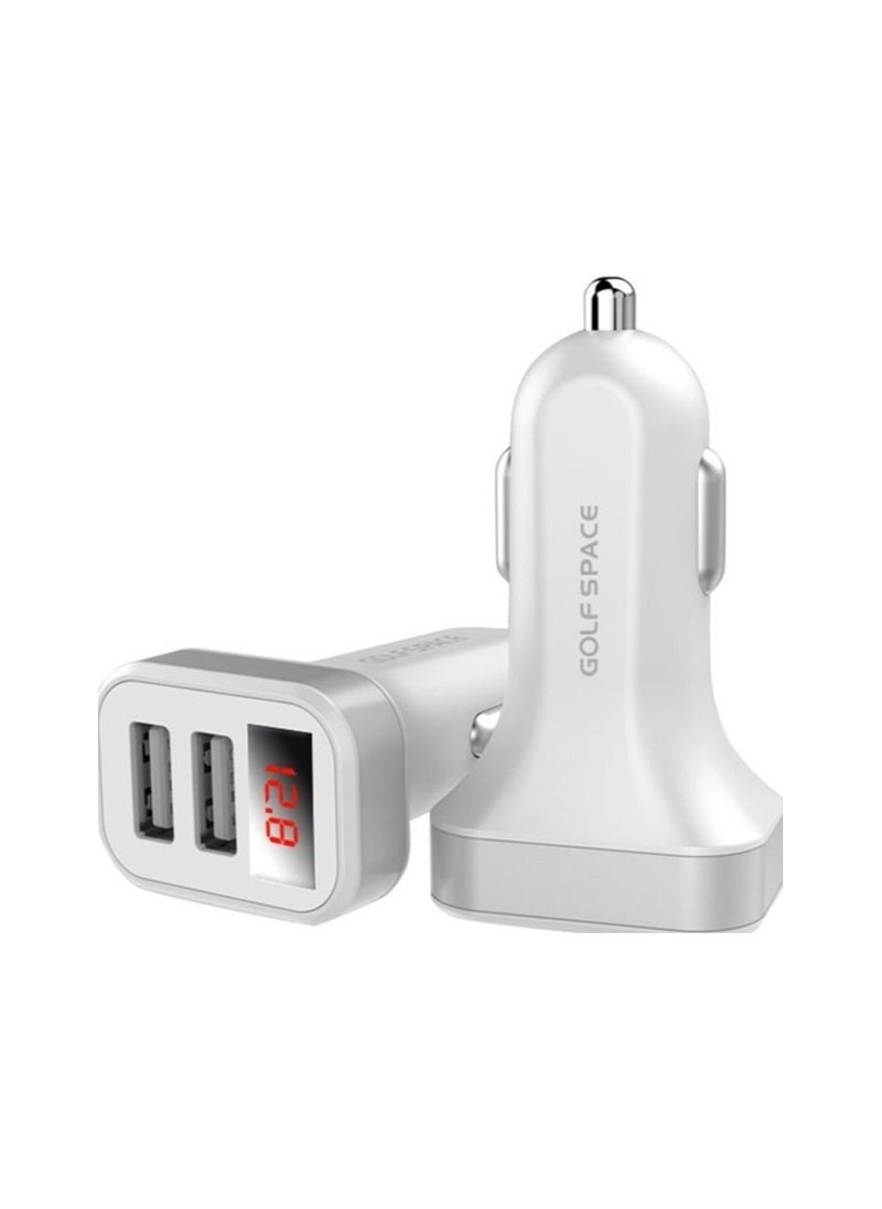 GOLF SPACE Dual Port With LED Display Car Charger White SC04 Golf Space 