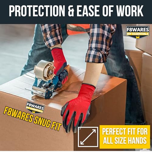 F8WARES 10 Pairs Latex Coated Safety Gloves for Men Rubber Grip Protective Working Hand Gloves - General Purpose,Industrial,Garden,Mechanical,Workshop,Construction & Machine Tool Handling - Image 5