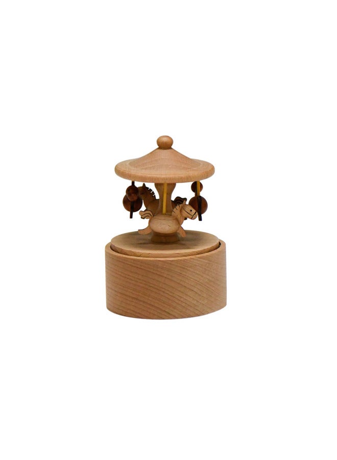 24 Mini Music Box Cute Pet Animals Children's Holiday Gift Beech Crafts Wooden Music Box Ornaments-Color:SH1601 Flower Windmill-Dimensions:Base 8*8CM - Image 3