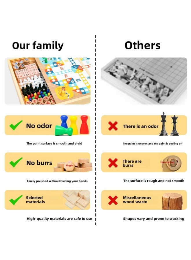 Xiao Mu Yi Children's Educational Checkers Colosseum Chess Multifunctional Chess Table Game Wooden All-in-One-Color:Xmy-6 In 1 (fly + Five + Elephant + Bucket + Pop + Snake)  - Image 3