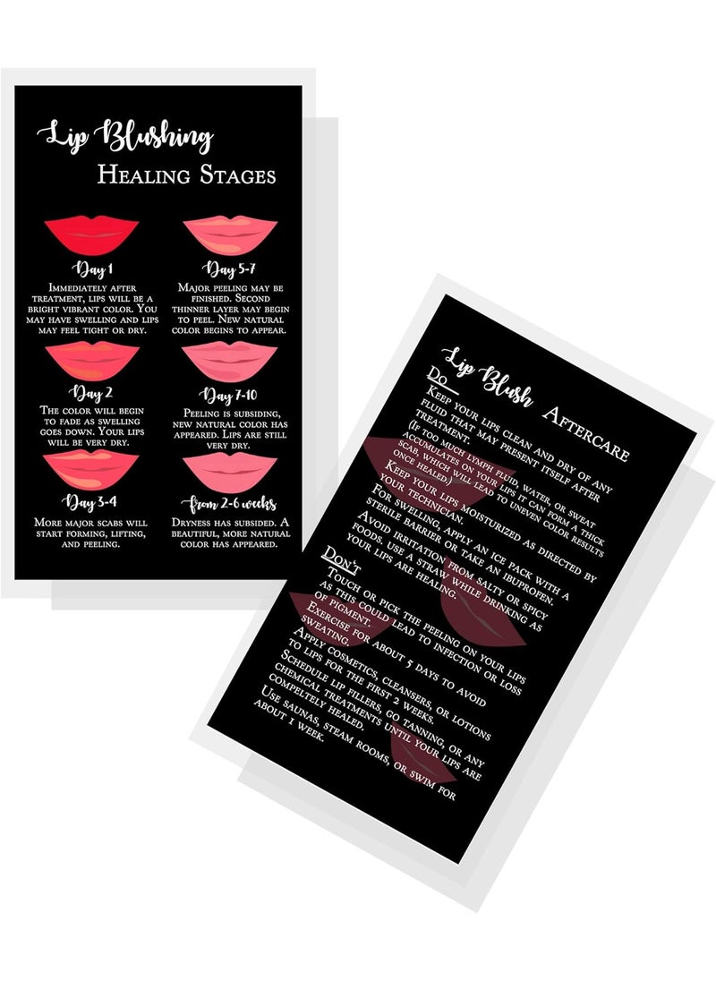 Boutique Marketing LLC Lip Blush Stages of Healing  Aftercare Instructions Cards  Package of 50  Double Sided Size 2 x 35 inches Business Card  Black with Red Lips Design 