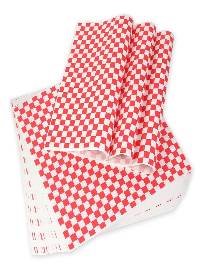 JIRNGLA JINRGLA Deli Paper Sheets 12x12IN, 100Pcs Premium Wax Paper Sheets for Food Basket Liners, Greaseproof Parchment Paper Sheets, Classic Sandwich Wrapping Paper for BBQ, Festival & Party, Red Checkered - Image 1