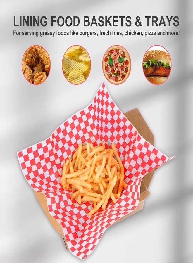 JIRNGLA JINRGLA Deli Paper Sheets 12x12IN, 100Pcs Premium Wax Paper Sheets for Food Basket Liners, Greaseproof Parchment Paper Sheets, Classic Sandwich Wrapping Paper for BBQ, Festival & Party, Red Checkered - Image 3