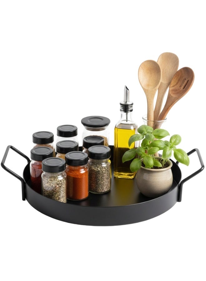 Happy Home 1-Tier Metal Organizer with 2 Handles, Multi-Purpose 25 cm – Perfect for Kitchen Spices and Cooking Utensils, Bathroom Cosmetics and Perfumes, or for Table and Cabinet Use – Practical and Stylish Black Design - Image 2