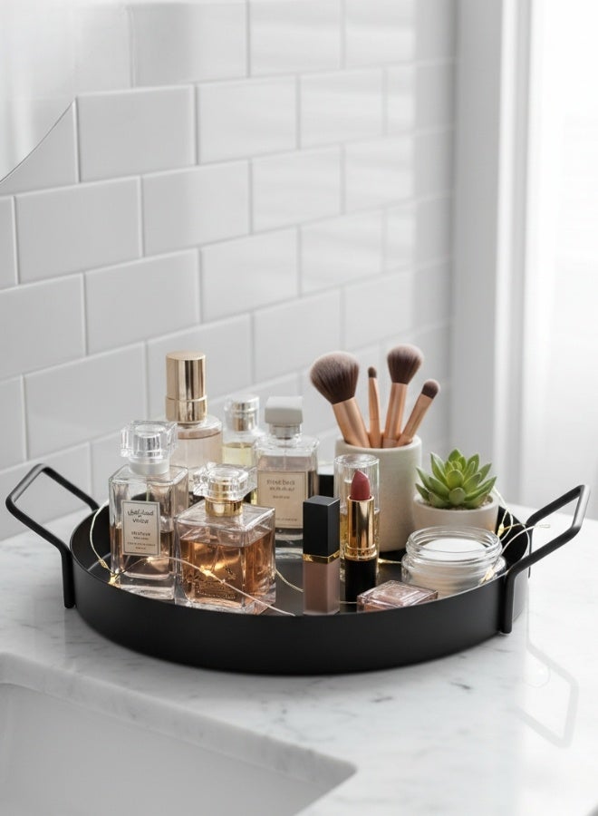 Happy Home 1-Tier Metal Organizer with 2 Handles, Multi-Purpose 25 cm – Perfect for Kitchen Spices and Cooking Utensils, Bathroom Cosmetics and Perfumes, or for Table and Cabinet Use – Practical and Stylish Black Design - Image 4