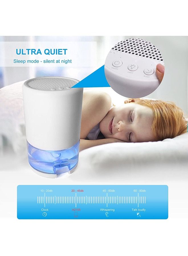 Dehumidifier 1000ml Home Dehumidifier 2600 Cubic Feet with 7 Color LED Lights Silent Bedroom Portable Dehumidifier 285 Sqft Closet Bedroom Bathroom Rv Office (White)