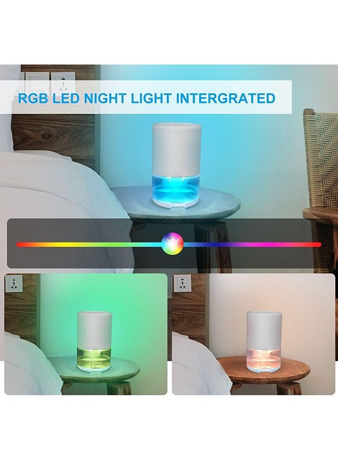 Dehumidifier 1000ml Home Dehumidifier 2600 Cubic Feet with 7 Color LED Lights Silent Bedroom Portable Dehumidifier 285 Sqft Closet Bedroom Bathroom Rv Office (White)