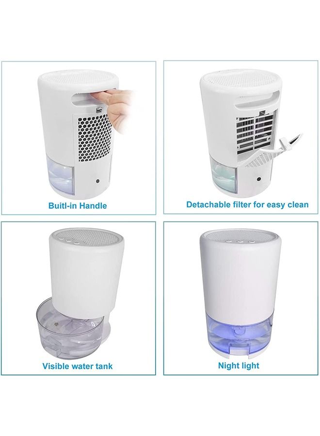 Dehumidifier 1000ml Home Dehumidifier 2600 Cubic Feet with 7 Color LED Lights Silent Bedroom Portable Dehumidifier 285 Sqft Closet Bedroom Bathroom Rv Office (White)