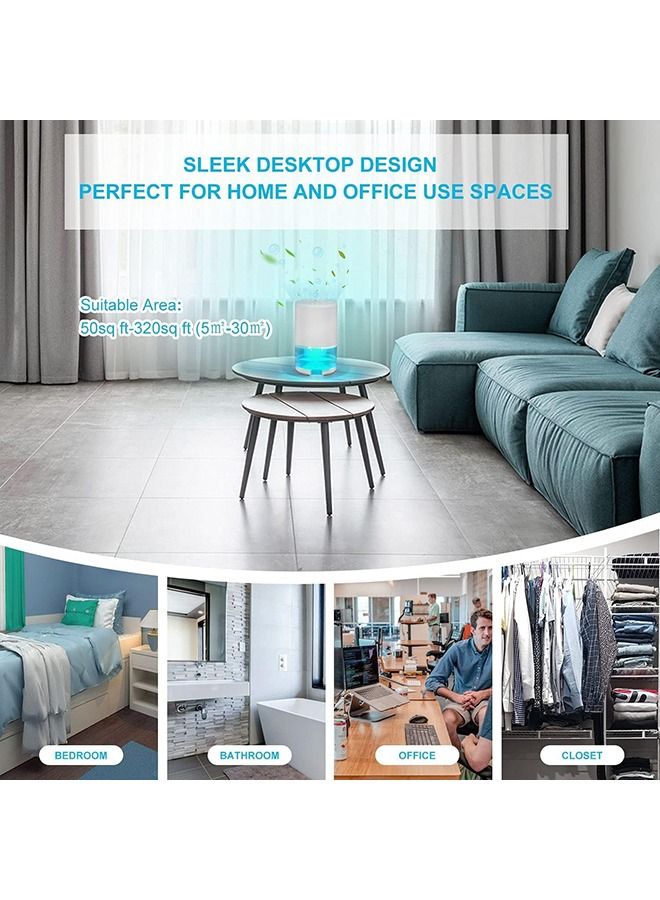 Dehumidifier 1000ml Home Dehumidifier 2600 Cubic Feet with 7 Color LED Lights Silent Bedroom Portable Dehumidifier 285 Sqft Closet Bedroom Bathroom Rv Office (White)