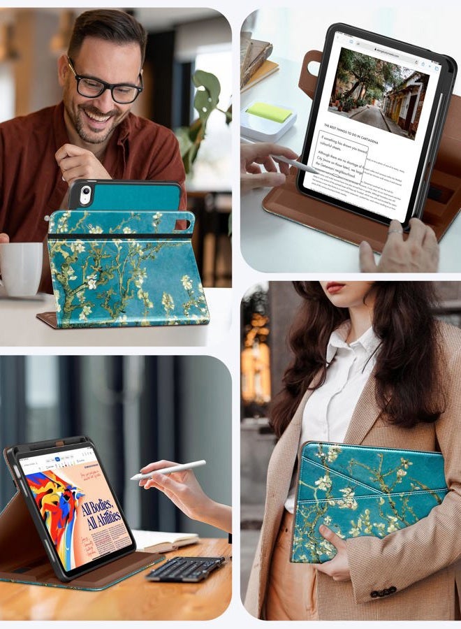 DTTO for iPad A16 Case, iPad 11th / 10th Generation Case (2025/2022), 360 Degree Rotating Premium Leather Folio Stand Cover with Pencil Holder, Blossom - Image 5