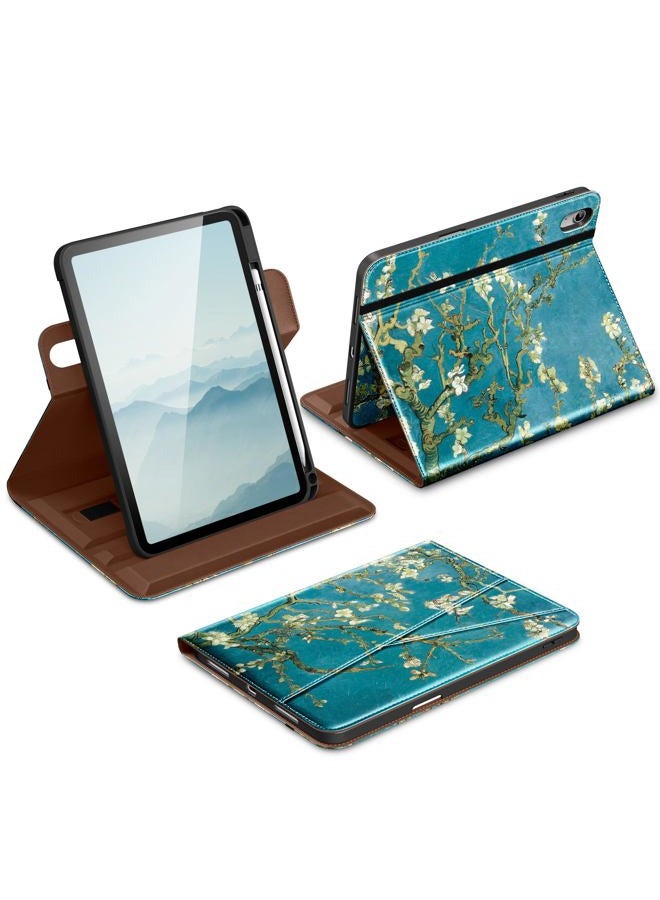 DTTO for iPad A16 Case, iPad 11th / 10th Generation Case (2025/2022), 360 Degree Rotating Premium Leather Folio Stand Cover with Pencil Holder, Blossom - Image 1