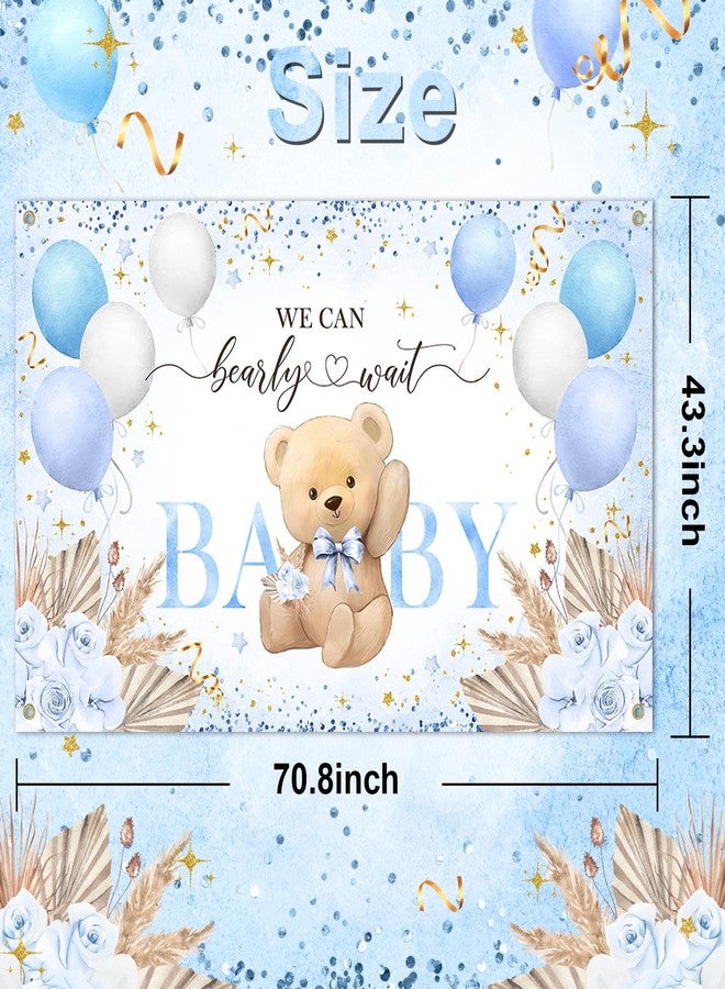 Lecheme Blue Bear Baby Shower Backdrop 6x3.6 ft We Can Bearly Wait Banner for Boy Bear Baby Shower Decorations Newborn Photo Props Background - Image 3