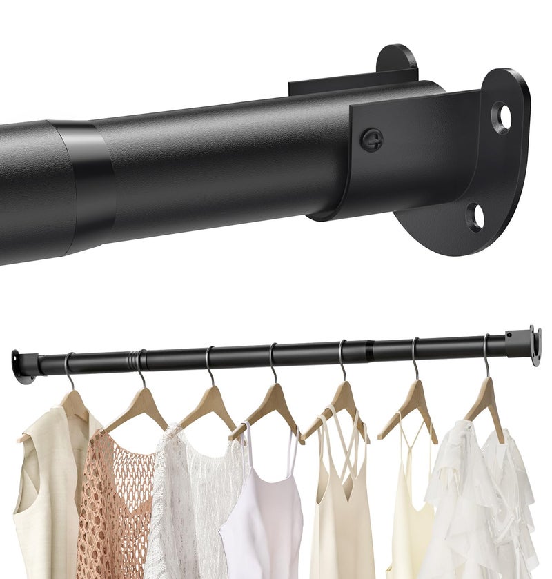 BUHAROY Closet Rods for Hanging Clothes, 16 to 88 Inch Stepless Adjustable Closet Rod, Heavy Duty 1.3 Inch Closet Hanging Rod for Closet Wardrobes Laundry, 1 Pack - Image 1
