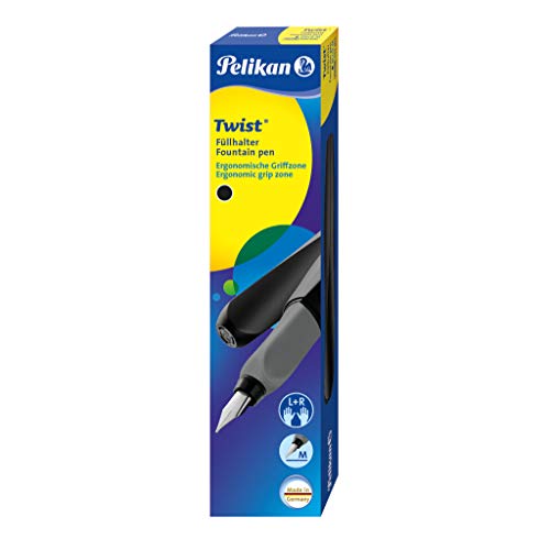 Pelikan Twist Fountain Pen with 1 Ink Cartridge, Medium Nib, Black, Boxed (946806) - Image 3