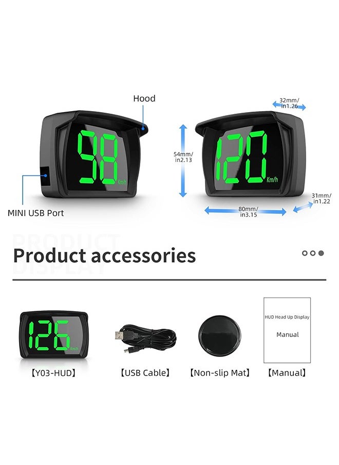DAREU - Universal Green GPS Speedometer with KMH HUD Display, High-Definition Car Locator, USB Plug & Play for All Vehicle Models - Image 1