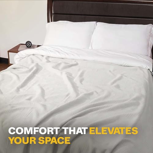 Avalonbedding Avalon Bedding 100% Cotton Blankets Queen Size Thermal Blanket (90"x90") - Perfect Cotton Blanket Queen Size for Layering Bed in Any Season - Cotton Blankets for Bed (White) - Image 4