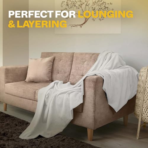 Avalonbedding Avalon Bedding 100% Cotton Blankets Queen Size Thermal Blanket (90"x90") - Perfect Cotton Blanket Queen Size for Layering Bed in Any Season - Cotton Blankets for Bed (White) - Image 5