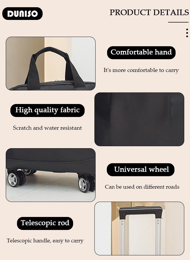 DUNISO طقم حقائب سفر مكون من قطعتين، حقيبة سفر قابلة للطي معتمدة من شركات الطيران، حقيبة سفر خفيفة الوزن مع عجلات دوارة، مجموعة حقائب سفر عائلية مع حقيبة دافل - Image 2